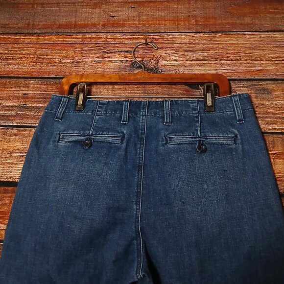 Lands End Jeans Size 12 Wide Leg Blue Denim Slash Pockets - Picture 6 of 10